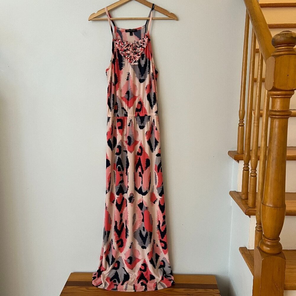 Banana Republic Sleeveless Halter Macrame Print Maxi Dress Women's Size Small
